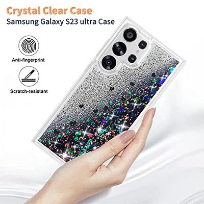 for Samsung Galaxy S23 Plus Case, Moving Liquid Holographic Sparkle Glitter  Case with Kickstand & Screen Protecter 