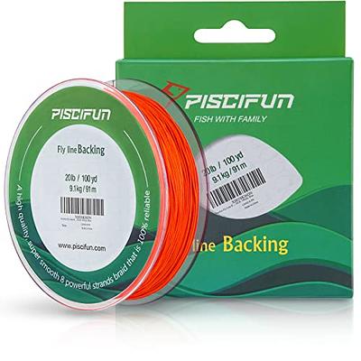 Piscifun Braided Fly Line Backing with Orange White Fluorescent Yellow
