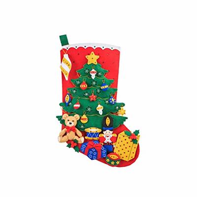 LIOOBO Christmas Stocking Felt Applique Kit Handmade Xmas Tree DIY Fabric  Hanging Bag for Festive Kids Educational Toy Gift Wall Door Decor - Yahoo  Shopping