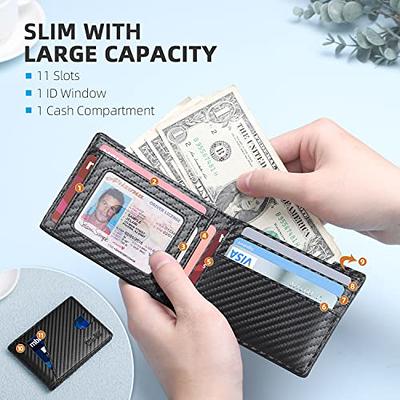 Buy Swallowmall Mens Wallet RFID Genuine Leather Slim Bifold Wallets For Men  Removable ID Windows 11 Cards Holders Gift Box, Black, Medium at