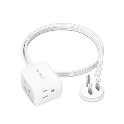 W4W Twin Extension Cord - 12 Foot Cord 6 feet on each side - 6 Polarized  Outlets - Flat Head (Wall Hugger) Outlet Plug - 6 Polarized Outlets with