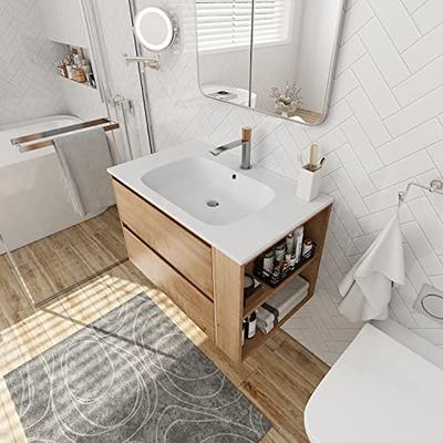 DHP Tribecca 30 Inch Floating Wall Mounted Bathroom Vanity with Sink, White  