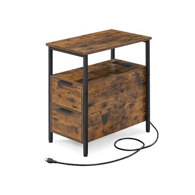  Vintage Side Table with Storage Shelf, 3 Tier Slim End Table  Modern Sofa Table for Narrow Spaces, 24.6 Inch Height Bedside Table Small  Nightstand with Magazine Rack Space Saving/Brown : Home