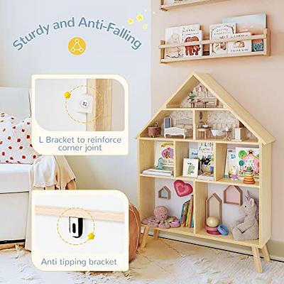 MallBest 4-Tier Kids\' Toy Storage Organizer Shelf - 100%Solid  Wood,Children\'s Storage Cabinet