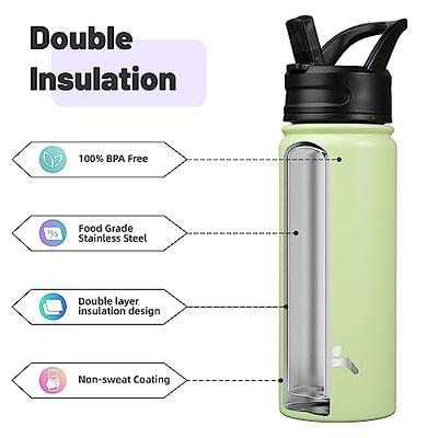 FineDine Insulated Water Bottles with Straw - 25 Oz Stainless Steel Metal  Water Bottle W/ 3 Lids - Reusable for Travel, Camping, Bike, Sports 