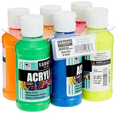 Sargent Art Fluorescent Acrylic Paint, 6 Pack x 4 Ounces, Non-Fading, Rich  Vivid Pigments, Brilliant Matte Finish, Fast Dry Formula, Non-Toxic - Yahoo  Shopping