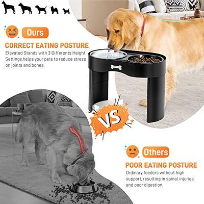 Vantic Elevated Dog Bowls - Adjustable Raised Dog Bowls for Small Dogs and  Cats, Durable Rustic Brown Particle Board Dog Food Bowl Stand with 2  Stainless Steel Bowls and Non-Slip Feet 