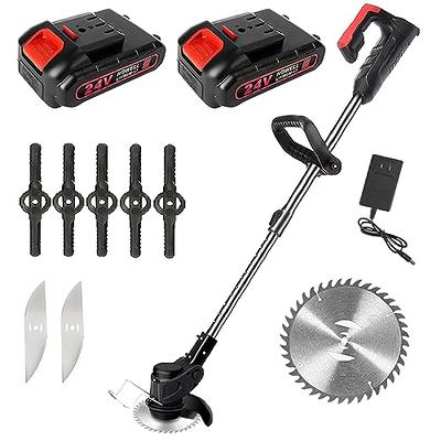 3 in 1 Cordless Grass Trimmer Edger Lawn Tool Bush Cutter with 2 Batteries, Black