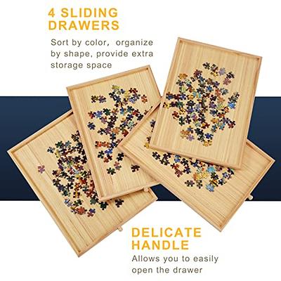 Puzzle Board Table 1500 1000 Piece Tilting with Drawers and Non Slip Board  Portable 34x26 Puzzle Table with Wooden Cover Adjustable Sorting Storage