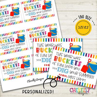 Personalized Buckets Of Fun Gift Tags Printable Dgital File End The Year Schools Out Student Gift Ht Eoy011 Yahoo Shopping