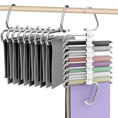 Pants Hangers Space Saving Pants Rack, Magic Metal Space Saver Pant Hangers,  5 Layered Multifunctional Pants Hanger, Non Slip Open End Trouser Jean  Hangers for … in 2023