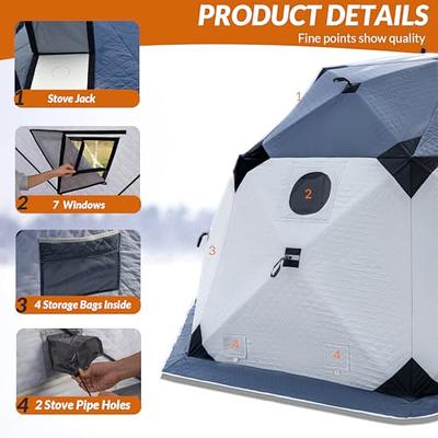 𝙇𝙖𝙩𝙚𝙨𝙩 𝙫𝙚𝙧𝙨𝙞𝙤𝙣 Teabelle 3-4 Person Ice Fishing Shelter,  Portable Pop-up Ice Fishing Tent, Detachable Ice Insulated Tent with  Windows, Angler Shelter