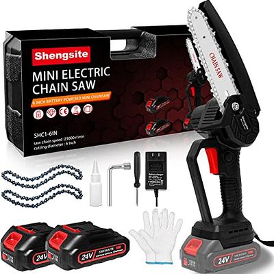 Mini Chainsaw Cordless with 2 Batteries 2 Chains, 2023 Upgrade 6 inch Best Mini Chain Saw Cordless with Security Lock, Handheld Small Chainsaw for