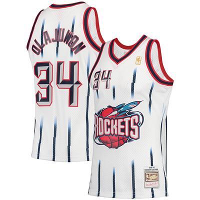 Men's Mitchell & Ness Hakeem Olajuwon Light Blue Houston Rockets 1996-97 Hardwood Classics Reload 2.0 Swingman Jersey