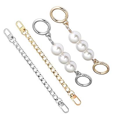 4PCS Purse Chain Strap, Flat Handbag Replacement Strap with Metal Buckles  Purse Strap Extender Bag Accessories Decoration for Wallets & Handbags  (7.87 Inches, Light Gold) 