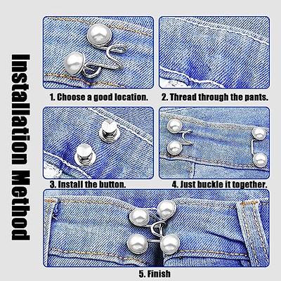 Adjustable Jeans Button Pin，No Need to Sew Jeans Button Needles，Waist Jeans  Button Tightener for Women Man. (Golden) - Yahoo Shopping