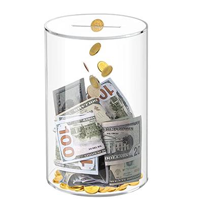 Clear Acrylic Piggy Bank For Kids Savings Money Jar Cash and Coin,Bigger  Safe Box Money