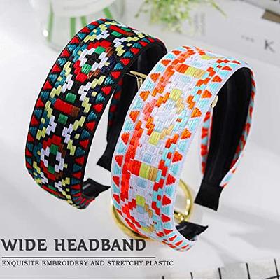 FULZTEY Black Headbands for Women Elastic Hairband Wide Knotted Hair Bands  Solid Color Turban Non Slip Yoga Workout Head Wraps Large Cotton Bandanas