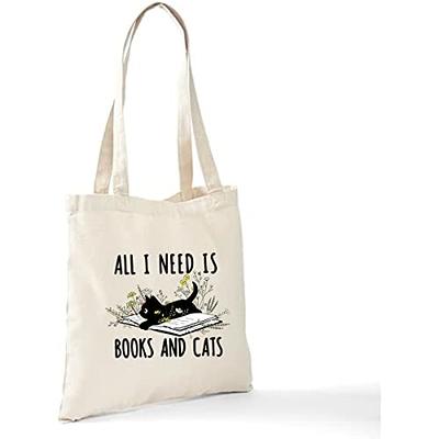 Aesthetic Tote Bag Cute Cat Flower Reusable Grocery Bags for Women