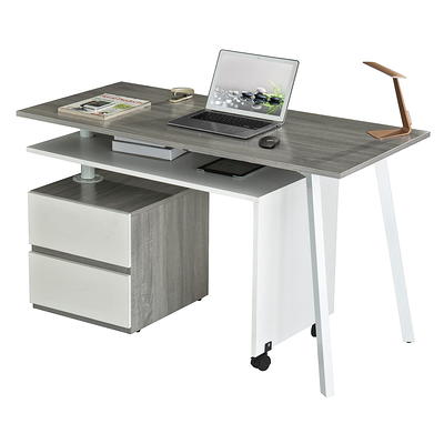 Techni Mobili Modern Adult Office Desk with Drawers and Storage, 51.25”W,  White/Gold