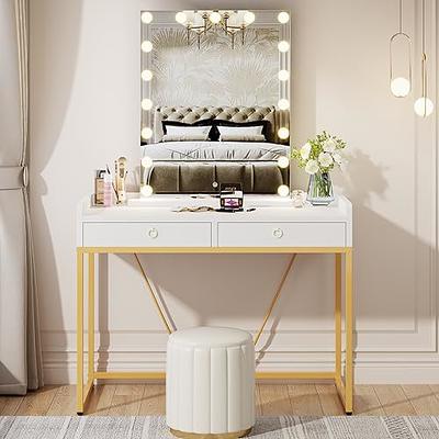 QQXX Vanity Desk with Mirror and Lights,Modern Makeup Vanity Set