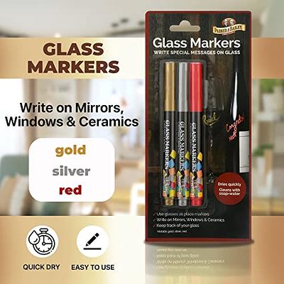Parker & Bailey Glass Markers - Metallic Markers Wine Glass Markers  Washable Wine Markers for Window Mirror Ceramics Drink Glasses Bottles  Non-Toxic Glass Pens Gold Silver Red Markers - 3 Pack - Yahoo Shopping