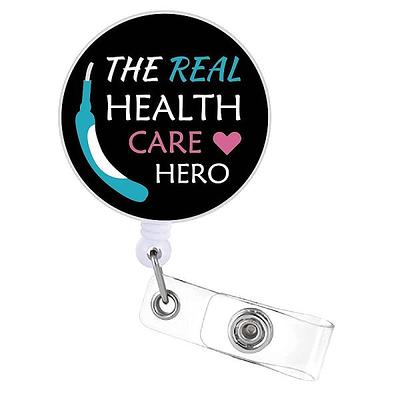 EKG Heart Nurse Badge Holder Felt Badge Reel Retractable