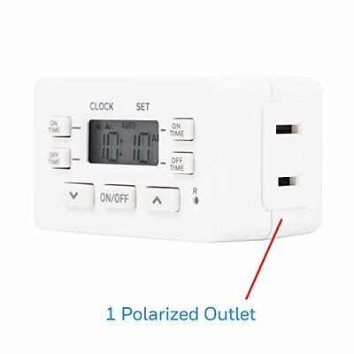 7-Day Programmable Digital Timer 1 Outlet Polarized AC Plug-in