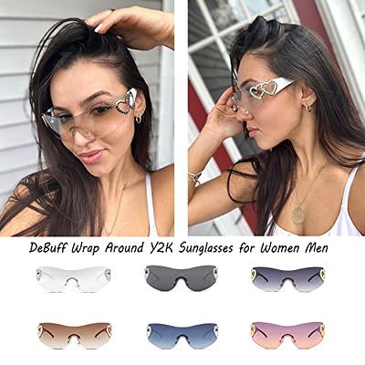 Women's Retro 90s Shield Star Jewel Wrap Around Sunglasses