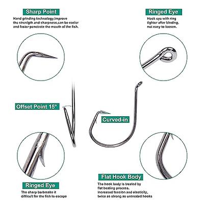 50 Pack Circle Fising Hooks,2X Saltwater Fishing Hooks Offset