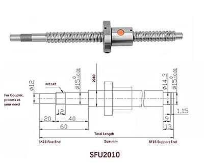 Mssoomm 20mm CNC Ballscrew Kit SFU2010 RM2010 Anti-Backlash Ball