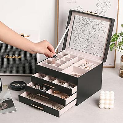 Acrylic Jewelry Box with 4 Drawers, Velvet Jewelry Organizer for Earring  Necklace Ring & Bracelet, Clear Jewelry Display Storage Case for Woman, Grey