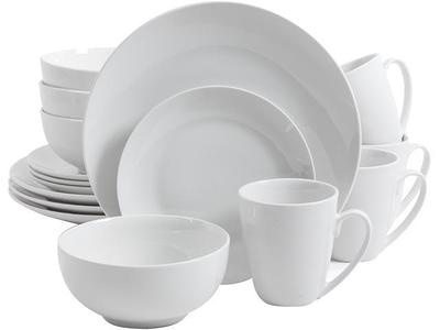 Lorren Home Trends 16 Piece Scalloped Edge White Dinnerware