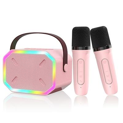 Mini Máquina De Karaoke Altavoz Portátil Bluetooth Karaoke Con 2 Micrófonos  Inalámbricos Rosa