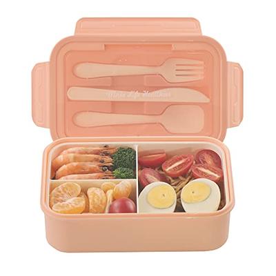 NatraProw Bento Box with Utensils, 1200 ML Lunch Containers for Adults,  LeakProof, BPA Free, 3 Compartment, Microwave Safe, Khaki