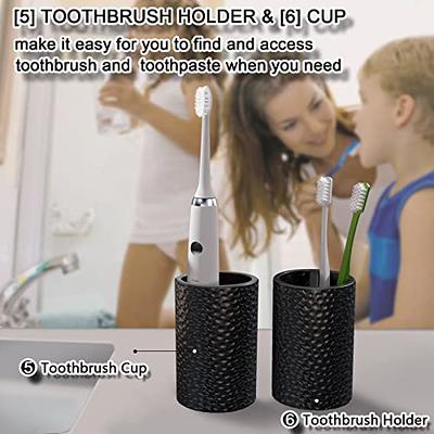 ZCCZ - Beige Bathroom Accessories Set 6 Pcs - Toothbrush Holder, Lotion  Soap Dispenser, 2 Qtip Holder Dispensers, Vanity Tray, Bathroom Tumbler 