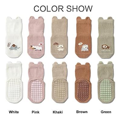 Exegawe Toddler Non Slip Socks, Cute Baby Socks with Grips Crew Socks 5 Pairs