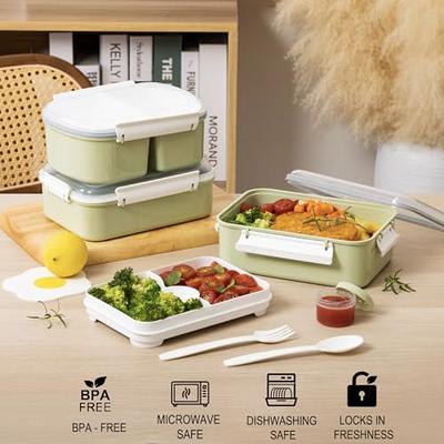 Lille Home 3-Pack Salad Food Storage Containers, 128 oz Bento Boxes, with  Lids and Removable Trays, Fork and Spoon, for Lunches, Salads, Snacks &  Fruits (Green) - Yahoo Shopping