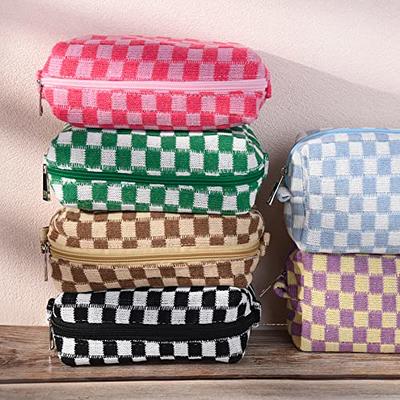  6 Pcs Preppy Makeup Bag Bulk Checkered Cosmetic Bag