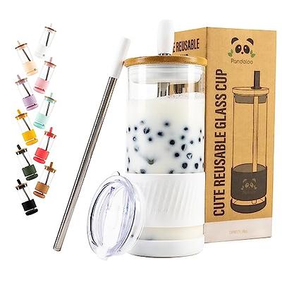 Bamboo Lid and Straw, Beer Can Glass Lid, Glass Straw, Bamboo Lid, Straw  Cleaning Brush accessories Only Beer Can Glasses Sold Separately 