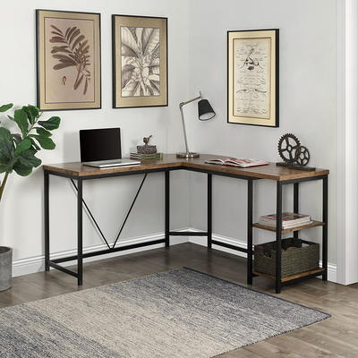 ivinta Computer Desk with Shelves, Office Desk for Living Room,Small Desk  with Storage Space, Home Office Desks, Vanity Desk with Gold Legs PC Laptop