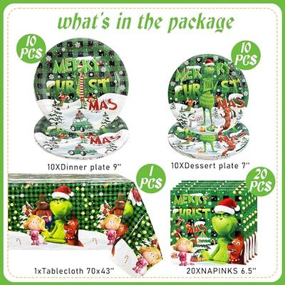 10pcs Christmas Themed Disposable Party Dinnerware Set, Including Paper Cups,  Ideal For Christmas Party Decoration