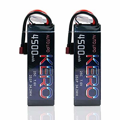 Zeee 7.4V Lipo Battery 2S 50C 5200mAh Lipos Hard Case with Dean-Style T  Connector for RC Car Trucks 1/8 1/10 RC Vehicles(2 Packs)