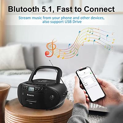 SingingWood NP030AB-YP Portable Karaoke System, Portable CD Player Boombox  with Bluetooth for Home AM FM Stereo Radio, Headphone Jack, Portable