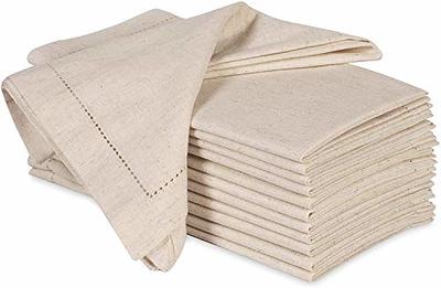 1 Dozen White Hemstitched Linen Dinner Napkins - 20 inch