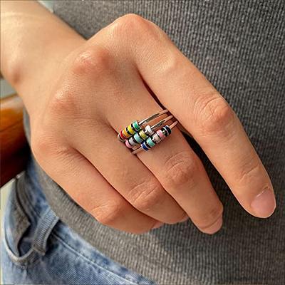 Anxiety Rings | Natural Stone Beads | Three Colors | Anxiety Rings for  Women | Anxiety Ring | Anxiety Ring for Women | Fidget Rings for Anxiety  for