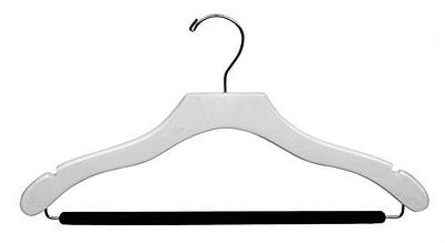 The Great American Hanger Company White Wood Top Hanger, Box of 8 Space Saving 17 inch Flat Wooden Hangers w/ Chrome Swivel Hook & Notches for Shirt