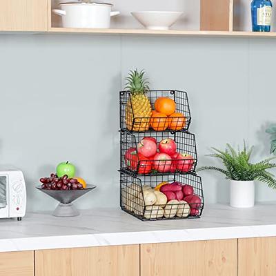 3 Tier Fruit Basket, Countertop Fruit Vegetable Basket Bowl for Kitchen  Counter Metal Mesh Basket Fruits Stand Produce Holder Organizer for Onion