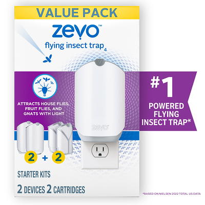 Zevo Indoor Flying Insect Trap For Fruit Flies, Gnats, And House Flies (1  Plug-in Base + 1 Refill Cartridge) : Target