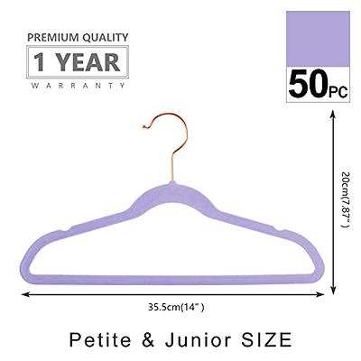 MIZGI Premium Kids Velvet Hangers 50 Pack 14 inch Light Purple